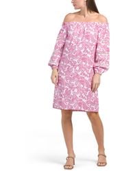 TJ Maxx - Off The Shoulder Balloon Sleeve Tropical Printed Mini Dress For Viscose - Lyst