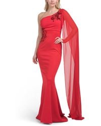 TJ Maxx - One Shoulder Floral Embellished Gown For Polyester - Lyst