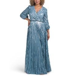 TJ Maxx - Three-Quarter Sleeve Sequin Gown For Polyester - Lyst