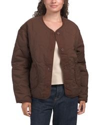 TJ Maxx - Padded Quilted Long Sleeve Jacket With Round Neck For Cotton/Polyester - Lyst