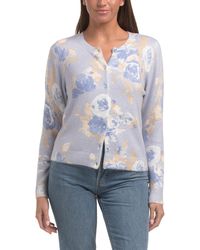 TJ Maxx - Printed Hairy Yarn Button Front Cardigan, Nylon/Spandex/Polyester - Lyst