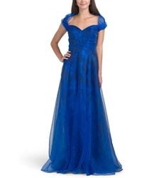 TJ Maxx - Off The Shoulder Floral Organza Gown For Polyester - Lyst
