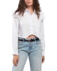 TJ Maxx - Flutter Shoulder Button Down Shirt For Polyester - Lyst