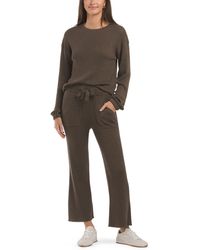 TJ Maxx - Gemma Ribbed Top And Wide Leg Cropped Pants Set, Nylon/Polyester/Acrylic - Lyst