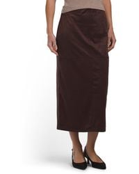 TJ Maxx - Pull On Midi Skirt With Back Slit For Spandex/Polyester/Suede - Lyst