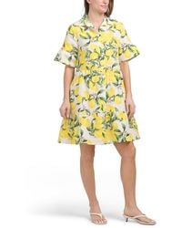 TJ Maxx - Linen Blend Short Sleeve Lemon Print Mini Shirt Dress For Cotton/Linen - Lyst