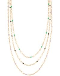 TJ Maxx - 18Kt Plated Triple Chain Beaded Necklace For - Lyst