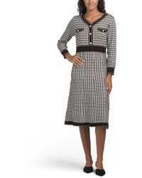 TJ Maxx - Long Sleeve Printed Sweater Dress With Faux Pearl Buttons For Spandex/Polyester - Lyst