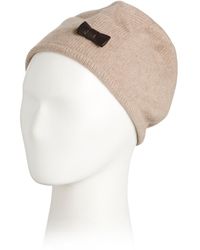 TJ Maxx - Cashmere Beanie With Leather Bow Accent, Leather/Cashmere - Lyst