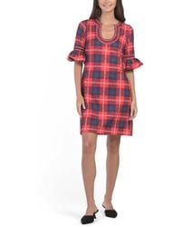 TJ Maxx - Three-Quarter Sleeve Plaid Mini Dress For Spandex/Cotton - Lyst