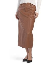 TJ Maxx - Stretchy Faux Leather Midi Skirt With Front Slit And Pockets, Polyester/Leather - Lyst