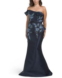 TJ Maxx - One Shoulder Embroidered Floral Applique Gown For Polyester - Lyst