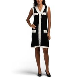TJ Maxx - Contrast Trim V-Neck Sweater Mini Dress With Pockets For Polyester/Viscose - Lyst