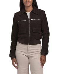 TJ Maxx - Suede Front Zip Jacket, Polyester/Suede - Lyst
