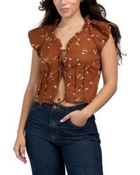 TJ Maxx - Pull Sleeve Tie Front Floral Top For Cotton - Lyst