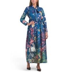 TJ Maxx - Long Sleeve Tie Neck Floral Maxi Dress For Spandex/Polyester - Lyst