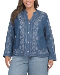 TJ Maxx - Plus Tencel Embroidered Top For Polyester - Lyst