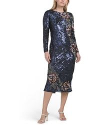 TJ Maxx - Long Sleeve Floral Embellished Midi Dress For Polyester - Lyst