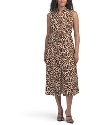 TJ Maxx - Linen Blend Belted Printed Midi Dress For Polyester/Linen/Rayon - Lyst