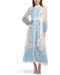 tadashi shoji long sleeve lace dress Carelli Orchid Lace Gown
