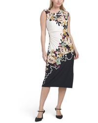 TJ Maxx - Asymmetrical Ruched Neckline Midi Dress With Slit For Spandex/Polyester - Lyst