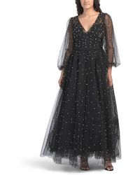 TJ Maxx - Long Sleeve Pearl Beaded Gown For Polyester - Lyst