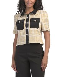 TJ Maxx - Embroidered Short Sleeve Structured Top For Cotton/Polyester - Lyst