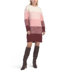 TJ Maxx - Wool Blend Color Block Ombre Long Sleeved Sweater Mini Dress For Nylon/Spandex/Polyester - Lyst