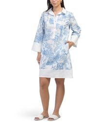 TJ Maxx - Palm Print Mini Shirt Dress For Cotton - Lyst