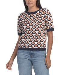 TJ Maxx - Short Sleeve Pull Over Sweater With Geometric Pattern, Nylon/Polyester/Rayon - Lyst