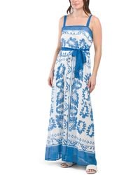 TJ Maxx - Sleeveless Maxi Dress With Tie Waist For Spandex/Polyester - Lyst