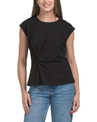 TJ Maxx - Scuba Ponte Cap Sleeve Crew Neck Top For Spandex/Cotton/Polyester - Lyst