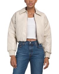 TJ Maxx - Padded Cropped Bomber Jacket For Spandex/Polyester/Leather - Lyst