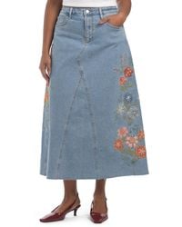 TJ Maxx - Joanna Pressed Flowers Denim Skirt, Spandex/Cotton/Polyester - Lyst