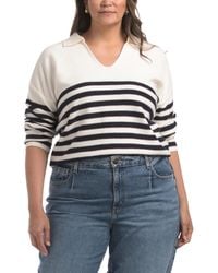 TJ Maxx - Plus Striped Cropped Sweater, Nylon/Polyester/Viscose - Lyst