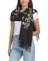 TJ Maxx - Embroidered Scarf With Fringe For Polyester - Lyst