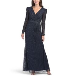 TJ Maxx - Long Sleeve Beaded Gown For Polyester - Lyst