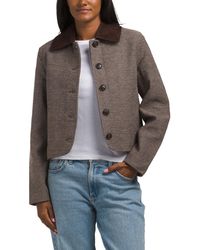 TJ Maxx - Corduroy Collared Cropped Jacket With Pockets, Cotton/Polyester - Lyst