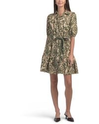 TJ Maxx - Short Sleeve Tile Print Mini Dress With Belt For Cotton/Linen/Rayon - Lyst