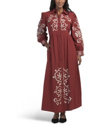 TJ Maxx - Long Sleeve Embroidered Maxi Dress For Cotton/Linen - Lyst