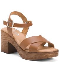 TJ Maxx - Leather Ankle Strap Heeled Sandals For - Lyst