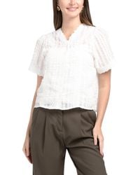 TJ Maxx - Button Front Emboirdered Short Sleeve Blouse For Polyester - Lyst