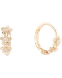 TJ Maxx - 14Kt Diamond Flower Huggie Earrings, Diamond - Lyst