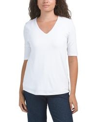 TJ Maxx - Elbow Sleeve V-Neck Top For Spandex/Rayon - Lyst