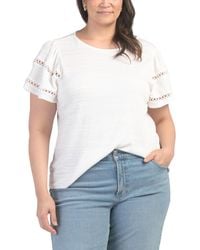 TJ Maxx - Plus Crinkle Flutter Sleeve Top For Spandex/Polyester/Viscose - Lyst