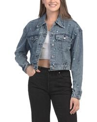 TJ Maxx - Trucker Denim Jacket With Embroidered Daisies, Cotton/Polyester - Lyst