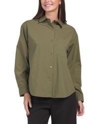 TJ Maxx - Long Sleeve Drop Shoulder Collared Button Front Shirt For Spandex/Cotton/Polyester - Lyst