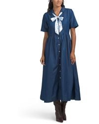 TJ Maxx - Denim Shirt Dress With Scarf For Cotton/Polyester - Lyst