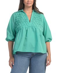 TJ Maxx - Plus Smocked Peplum Top For Cotton/Polyester - Lyst