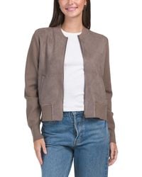 TJ Maxx - Faux Suede Zip Up Bomber Jacket, Nylon/Spandex/Polyester - Lyst